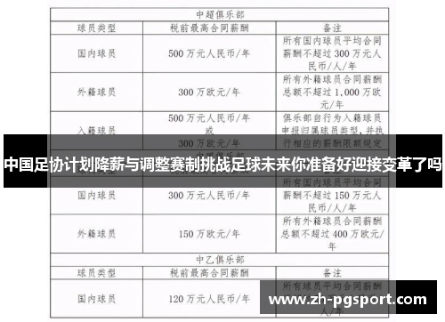 中国足协计划降薪与调整赛制挑战足球未来你准备好迎接变革了吗